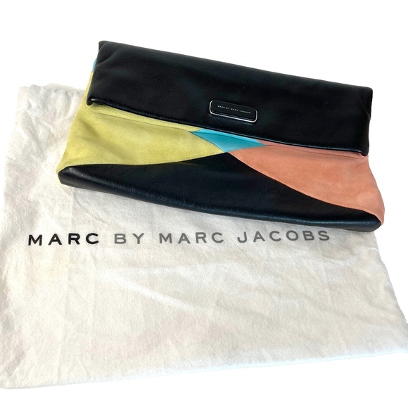 Leather & Suede Colorblock Fold-Over Clutch by Marc Jacobs - Picture 1 of 5
